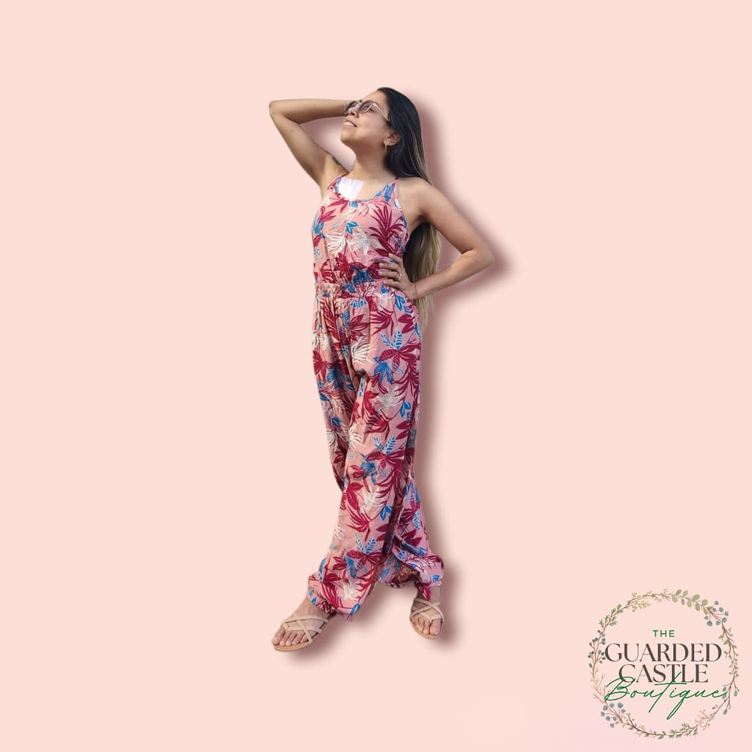 Floral Smocked w/ Ruffle Jumpsuit